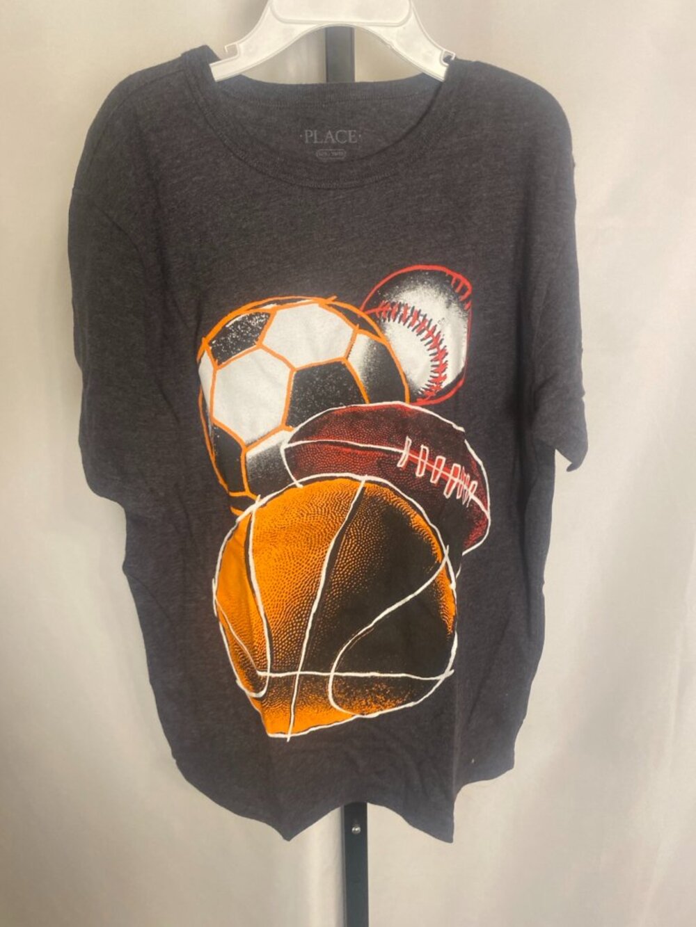 The Children’s Place Boys XL Sports Ball Graphic Tee Gray Shirt Youth